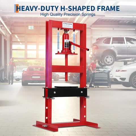 6 Ton Hydraulic Shop Press H Frame With 4 Position Adjustable Height, Movable Plates And Dust Cover, Heavy Duty Build For Garage