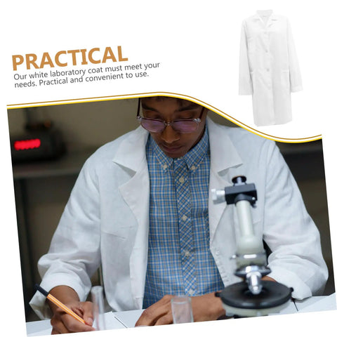 Men's long sleeve white lab coat doctor scrubs for medical students lab workers adults chemistry, professional healthcare uniform