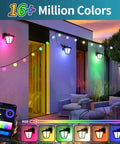 Colorful outdoor wall lighting with app control, showcasing Three Color Switchable LED Porch Light With GFCI Outlet And Dusk To Dawn Sensor