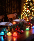 Color Changing LED Tea Lights 24 Pcs Flameless Tealight Candles With Colorful Lights Battery Operated on festive table setup