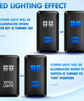 Push Button Ditch Lights Switch 12V On Off With Wire Harness Kit LED lighting effect for Toyota vehicles