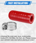 Reinforced Silicone Coolant Cap Kit Universal Fit for Cars and SUVs and Trucks Keep Your Ride Leak Free With High Temperature Resistance Red Cap displayed with clamp