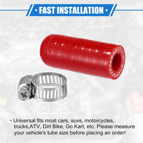 Reinforced Silicone Coolant Cap Kit Universal Fit for Cars and SUVs and Trucks Keep Your Ride Leak Free With High Temperature Resistance Red Cap displayed with clamp