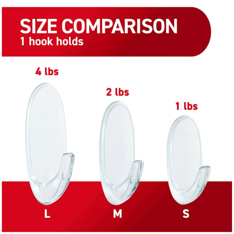 Medium Clear Damage Free Hanging Hooks Set With Six Hooks And Clear Strips For Easy Clean Wall Mounts Strong Yet Removable No Nails Needed Ideal For Dorms Apartments And Home Organization