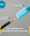 Installation tips for Built Like A Tank Heat Shrink Insulated Ring Crimp Terminals, highlighting wire placement and connectors.