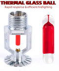 10 Piece Pendent Fire Sprinkler Heads With Slick Chrome Plating And Real Half Inch Npt Threads For Knockout 155 Degree Heat Response And Straight Up Fast Activation In Heavy Duty Builds showing glass bulb mechanism and chrome finish.
