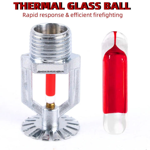 10 Piece Pendent Fire Sprinkler Heads With Slick Chrome Plating And Real Half Inch Npt Threads For Knockout 155 Degree Heat Response And Straight Up Fast Activation In Heavy Duty Builds showing glass bulb mechanism and chrome finish.