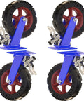 Heavy Duty Locking Casters With Dual Disc Brakes, Rock Solid Rubber Tires, Shock Absorbing Puncture Proof Wheel Kit - close-up view.
