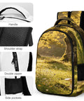 Mossy Forest Mushroom Printed Unisex Backpack with durable polyester, breathable panel, and large capacity for everyday adventure.