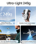 4K Drone With Camera, Dope 3 Axis Gimbal, GPS Auto Return, 10 Km Transmission, 60 Minute Flight Time, Ultra Lightweight Under 249g