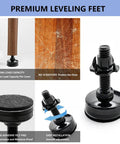 Image of heavy duty adjustable furniture levelers set of 4 with T nuts and non slip pads for tables showing installation details.