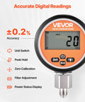 Close-up of digital pressure gauge display from Digital Hydraulic Pressure Test Kit With Dual Gauge 0 To 10000 PSI Manometer Tester