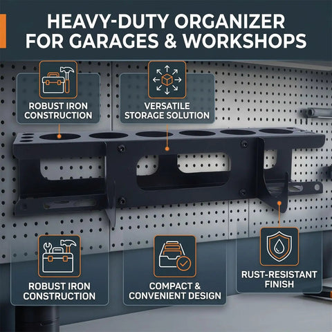 Caulking Gun Holder Wall Mount Rack With Storage For One Gun Six Tubes And Six Nozzles on garage pegboard