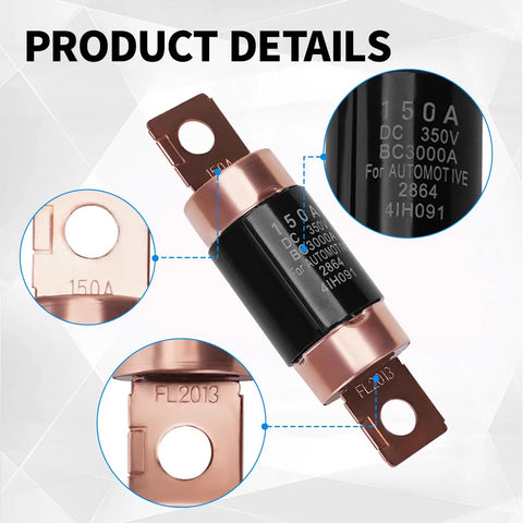 Top Shelf 150 Amp High Voltage Fuse Direct Replacement Plug And Play Straight Swap Compatible With Hyundai Sonata Hybrid 2011 To 2015 Kia Optima Smooth Ride, showing detailed views of fuse.