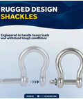 772 Pound Load 1/4 Inch 316 Marine Grade Stainless Steel Bow Anchor Shackle Smooth Screw Pin Build High Polish Finish Tough As Nails Rigging Gear For Sailboats Yachts And Easy Dock Life, featuring rugged design and quick release pin.