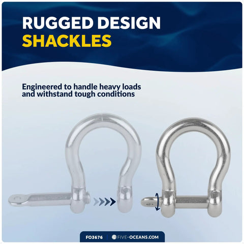 772 Pound Load 1/4 Inch 316 Marine Grade Stainless Steel Bow Anchor Shackle Smooth Screw Pin Build High Polish Finish Tough As Nails Rigging Gear For Sailboats Yachts And Easy Dock Life, featuring rugged design and quick release pin.