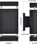 Up Down Outdoor Wall Light Sconce With Remote Control RGB Color Changing LED Black Exterior Porch Lighting dimensions shown