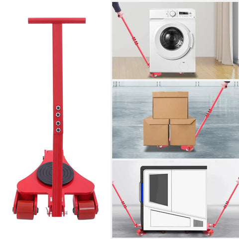 Beefy 2 Ton Machinery Mover Dolly Set Of 4 With 360 Degree Swivel PU Wheel Rollers Heavy Duty Industrial Equipment Transport Skate For Warehouse Factory Garage Move red dolly lifting washer boxes