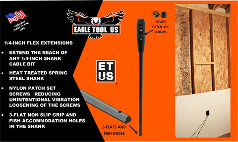 Installer Bit And Drill Bit Extension 36-Inch Long With 1/4-Inch Shank, Heat Treated Spring Steel Shank And Three Flat Non Slip Grip