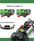 Two Pack 7.4V 360mAh LiPo Battery 2S with PH2.0 Plug and Aluminum Side Plate for RC Cars and Crawlers layout