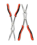 Two Piece Long Nose Pliers Set With Straight And Bent Tips, Dual Material Grips, Long Reach Design, Compound Joint Opens Wider