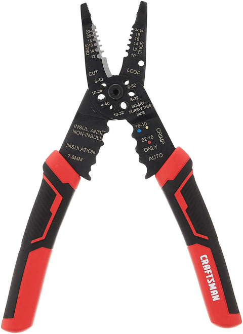 8 Inch Wire Stripper Cutter And Crimper Pliers With Beefy Bi Material Grips, Strips And Cuts 10 To 22 AWG, Crimps Insulated Terminals