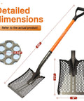 Detailed dimensions of the Sand Sifting Shovel With Orange Fiberglass Handle Built Tough For Rocks Chicken Coop Debris Soil And Beach Cleanup