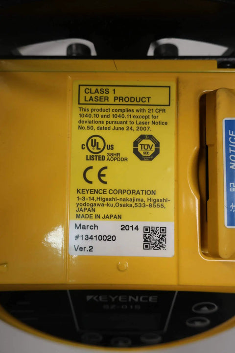 Top-Notch SZ-01S Safety Laser Scanner For Precision Protection, Fast Sensing, And Reliable Guarding In Industrial Automation, Easy Setup, Durable Build, Perfect For Robot Cells, Conveyors, Robotic Arms, And Safety Interlock Systems. yellow Keyence safety laser scanner label, Class 1
