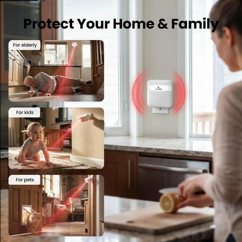 Wireless Doorbell Chime With 32 Dope Ringtones, Pair Up To 20 Sensors, 500ft Range, 5 Level Volume, LED Indicator, Perfect for Home, Store, Office, and Caregiver Use wall receiver with LED alert for home safety