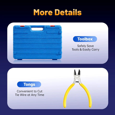 Heavy Duty Automatic Rebar Tying Machine With 1800 Mah Battery Powered Electric Tie Gun For Steel Mesh And Wire Twister, toolbox and tongs included.