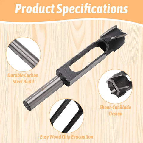 Built Like A Tank 5 Piece Wood Plug Cutter Set Carved From Tough High Carbon Steel Bits detailed view of shear-cut blade design.