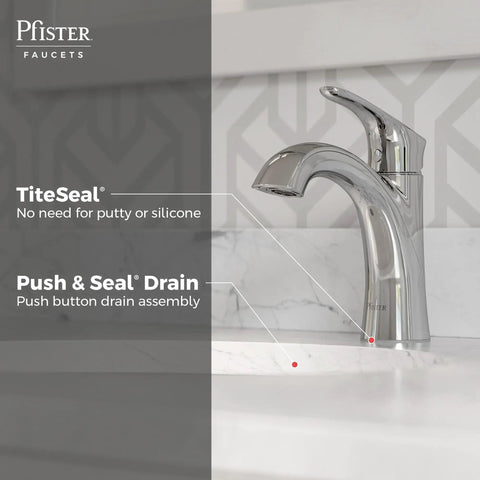 Weller Single Handle Bathroom Sink Faucet In Polished Chrome With Push And Seal Drain And Pforever Seal Ceramic Disc Technology