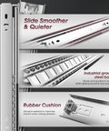 Heavy Duty Drawer Slides 22 Inch Full Extension Ball Bearing Rails, 150 Lb Load, Side Mount Cabinet Glides, close-up view
