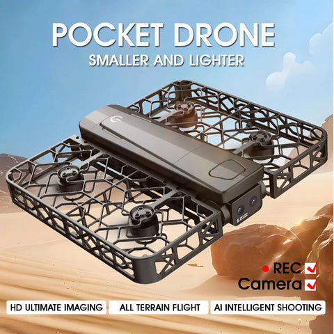 Pocket Size Drone With Optical Flow Positioning Foldable Design And 720P HD Camera Dual Batteries Black for travel