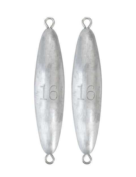 Through Wire Torpedo Sinker Bullet Lead Fishing Weight For Saltwater Double Ringed 16 Oz Pack Of 2