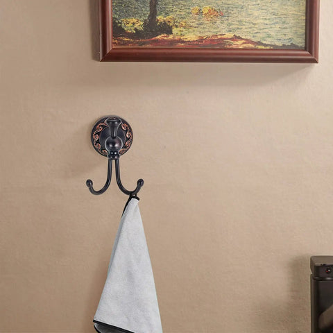 Oil Rubbed Bronze Towel Hooks Set, Antique Brass Robe Hooks, Double Coat Hanger For Bathroom Built To Last with towel hung