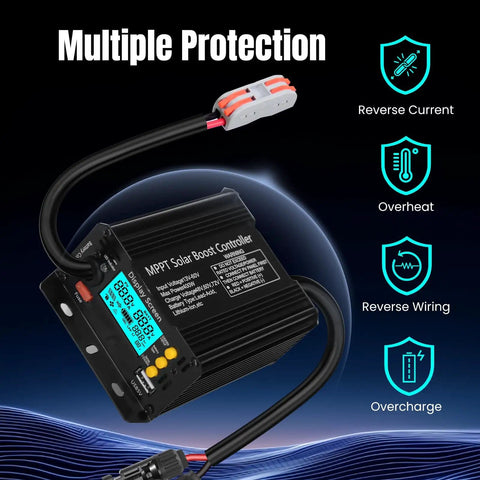 400W Boost MPPT Solar Charge Controller With LCD Display Regulator featuring multiple protection for battery systems