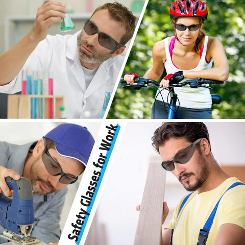 Heavy Duty Clear Safety Glasses For Guys Ansi Z87.1 Polycarbonate Eye Shields worn during science, cycling, carpentry, and DIY projects.