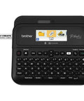 Front view of P Touch PT D610BT Label Maker With Bluetooth And USB Pro Grade Connected Label Printer showing keyboard and display.