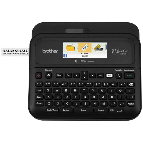 Pro Grade P-Touch PT-D610BTVP Connected Label Maker, Bluetooth enabled, creating professional labels on TZe tapes