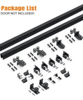 8 Foot Exterior Sliding Barn Door Hardware Kit With Box Rail Track, 450Lb Capacity, Black Weather Resistant Steel components