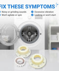 Upgraded Washer Hub Kit W10820039 for Cabrio Bravo Oasis Whirlpool and Kenmore washers shown with washing machine background.