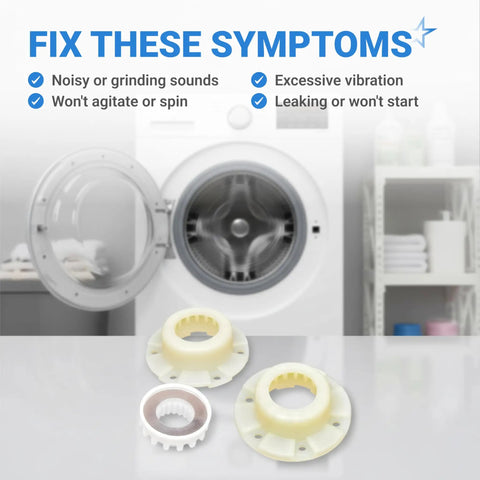Upgraded Washer Hub Kit W10820039 for Cabrio Bravo Oasis Whirlpool and Kenmore washers shown with washing machine background.