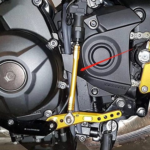 240mm Adjustable Shift Rod Linkage And Tie Rod Ends For Universal Motorcycle Rearsets Billet Aluminum Construction Wear Resistant Improves Shift Feel And Precision Between Gear Lever And Transmission on motorcycle rearset, gold finish
