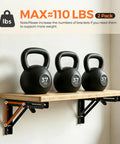 Heavy Duty Stainless Steel Folding Shelf Brackets 6 Inch Set Of 4 Black Wall Mounted Foldable Table Hinge with kettlebells on top