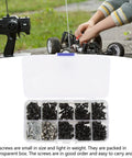 Beefed Up Stainless Steel RC Car Screws Kit With 361 Pieces Durable Hardware Set For One Eighth And One Tenth Scale RC Cars, Replacement Screws And Tools, Compatible With Traxxas And Axial Builds, Built To Take Real Rough Use, in clear organizer box