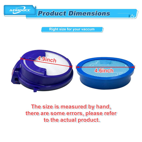 Product dimensions for No Fuss Easy Install Vacuum Filter Kit Replacement For DC24 Ball Vacuum Cleaner including pre and post filters
