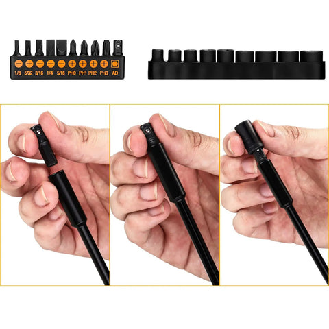 Ultimate 148 Piece Home Repair Tool Kit Set with durable chrome-finished screwdriver bits and ergonomic grip in use