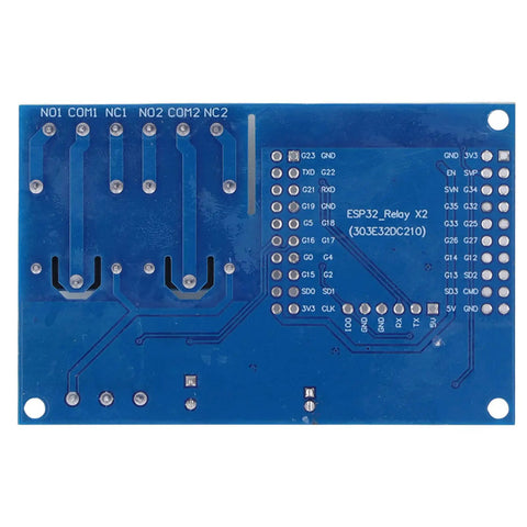 Dual Channel 5V Relay Module For ESP32 Maker Friendly, 4MB Flash Large Capacity Programmable Relay Board, back view