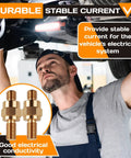 Brass Side Post To Top Post Battery Converter, 2-Piece Kit Of Long Stud Terminal Bolts With 3/8-16 And 3/8-24 Screw Threads, Fine Pitch Matching Nuts Included, Gotta-Have Essential For GM Rigs, shown during installation.